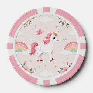 Dromerige eenhoorns, regenbogen, bloemen, geluk poker chips