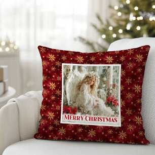 Dromerige engel poinsettia kerstkussen cadeau kussen