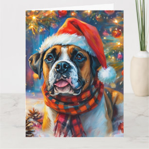 Dromerige Engels Boxer Puppy Christmas Waterverf Kaart