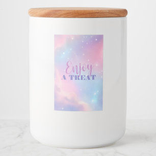 Dromerige Ethische Pastel Roze Blauwe Kosmische He Voedselcontainer Etiket