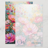 Dromerige Fantasy Flower Garden Monogram Papieren (Voorkant / Achterkant)