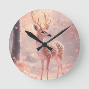 Dromerige fawn in roze herfst Bossen Ronde Klok