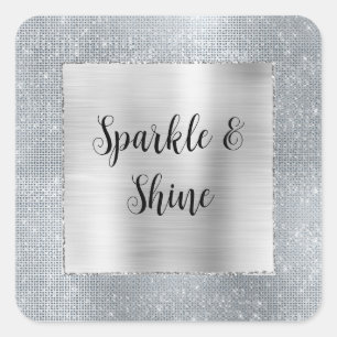 Dromerige Glitterige Zilveren Glans Vierkante Sticker