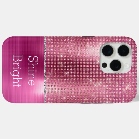 Dromerige Glitzy Pink Silver Sparkle Case-Mate iPhone Case (Achterkant (horizontaal))