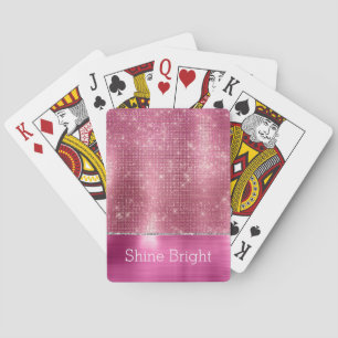 Dromerige Glitzy Pink Silver Sparkle Pokerkaarten