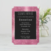 Dromerige Glitzy Roze Zwart Zilver Sparkle Kaart (Staand voorkant)