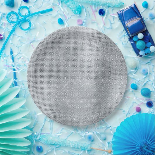 Dromerige Glitzy Silver Sparkle Papieren Bordje (Feest)