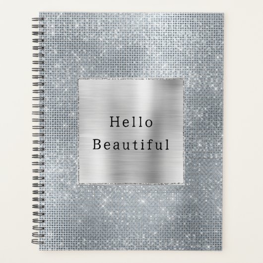 Dromerige Glitzy Silver Sparkle Planner (Voorkant)
