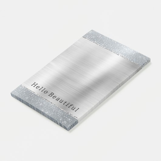 Dromerige Glitzy Silver Sparkle Post-it® Notes (Schuin)