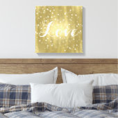 Dromerige Goud en Witte Confetti Bokeh Liefde Canvas Afdruk (Insitu (Slaapkamer))