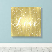 Dromerige Goud en Witte Confetti Bokeh Liefde Canvas Afdruk (Insitu (Houten vloer))