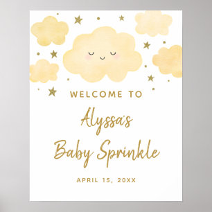 Dromerige Gouden Wolk Sterren Baby Shower Poster