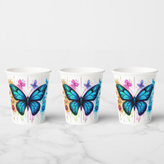 Dromerige Gradient Wings: een vlinder in pastelmil Papieren Bekers