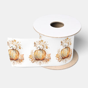 Dromerige herfst decoratie met pompoen en bladeren lint