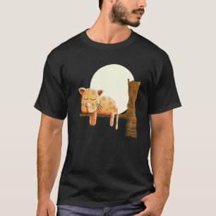 Dromerige kat die slaapt bij volle maan nacht kat t-shirt
