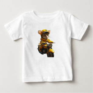 Dromerige kat rijden op een fiets Baby T-shirt