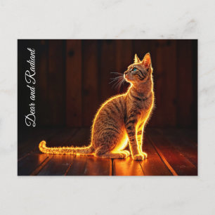 Dromerige katachtige kunst gouden kat portret mooi briefkaart
