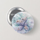 Dromerige kerst Pinecones Button (Voorkant /achterkant)