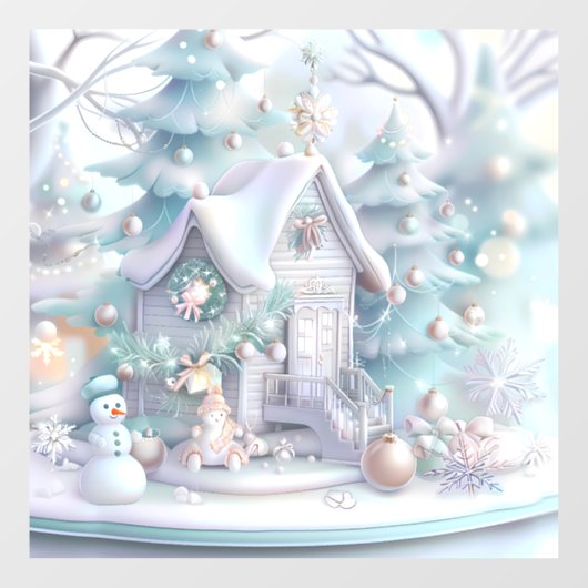 Dromerige Kerstmis Gingerbread House Window Cling Raamsticker (Vel)