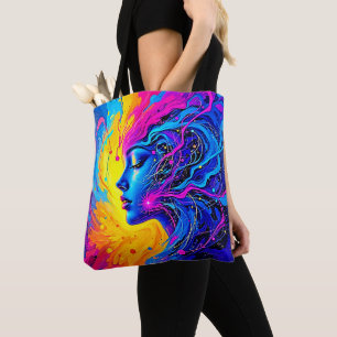 Dromerige kleurrijke Abstracte vrouw Draagtas