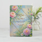 Dromerige Lakeside Garden Wedding Kaart (Staand voorkant)