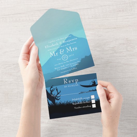 Dromerige merrobos bos bruiloft alles in een all in one uitnodiging (Afscheurbaar)