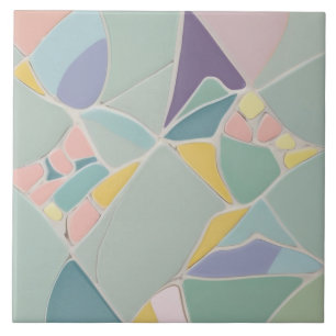 Dromerige Mint Abstract Modern Pastel Mozaïek Tegeltje