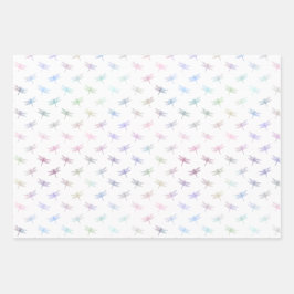 Dromerige Mint Aqua Paarse Roze Libellen Inpakpapier Vel