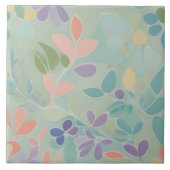 Dromerige Mint Bloemen Abstract Moderne Pastelbloe Tegeltje (Voorkant)