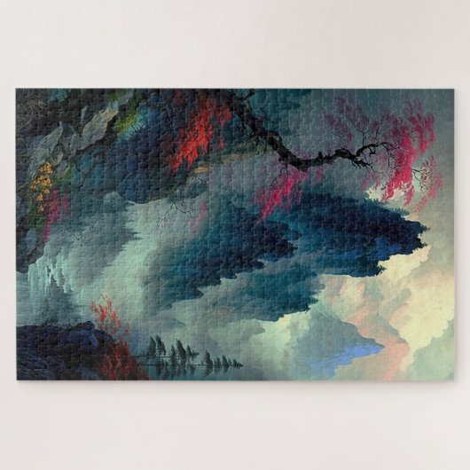 Dromerige mistige berglandschap puzzel legpuzzel (Horizontaal)