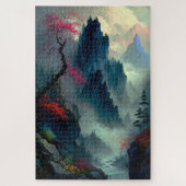 Dromerige mistige berglandschap puzzel legpuzzel (Verticaal)