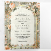 Dromerige Mughal Palace Alles in een Indiase bruil Drieluik Uitnodiging (Binnenzijde eerst)