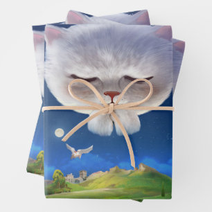 Dromerige Nachthemel met Kat Inpakpapier Vel