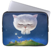Dromerige Nachthemel met Kat Laptop Sleeve (Voorkant)