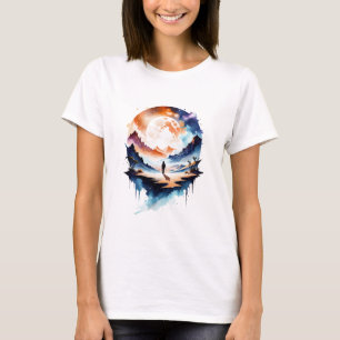 dromerige nomade in lichtgevende wildernis t-shirt