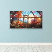 Dromerige Observatorium overwoekerd met bloemen Canvas Afdruk (Insitu (Houten vloer))