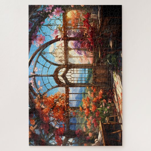 Dromerige Observatorium overwoekerd met bloemen Legpuzzel (Verticaal)