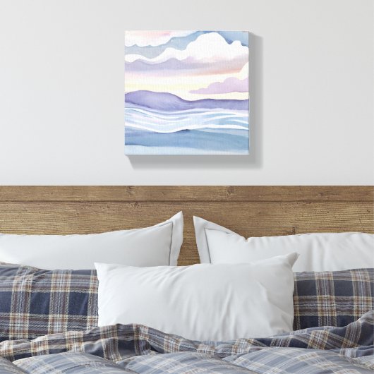 Dromerige oceaangolven | Waterverf Canvas Afdruk (Insitu (Slaapkamer))