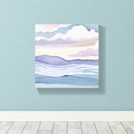 Dromerige oceaangolven | Waterverf Canvas Afdruk (Insitu (Houten vloer))