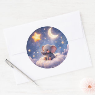 Dromerige olifant en sterren van middernacht grote ronde sticker
