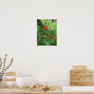Dromerige oranje bloemen met Edgar Allen Poe citaa Poster