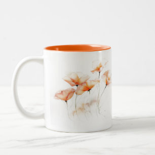 Dromerige Oranje bloemen tweekleurige Mok