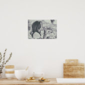 Dromerige paardenbloem moment - zwart en wit poster (Keuken)