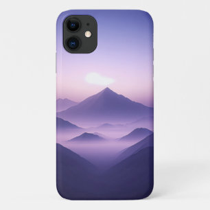 Dromerige Paarse Bergen Nevelige Zonsondergang - S iPhone 11 Hoesje