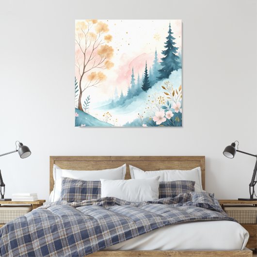 Dromerige pastel Abstracte Waterverf muurkunst Canvas Afdruk (Insitu (Slaapkamer))