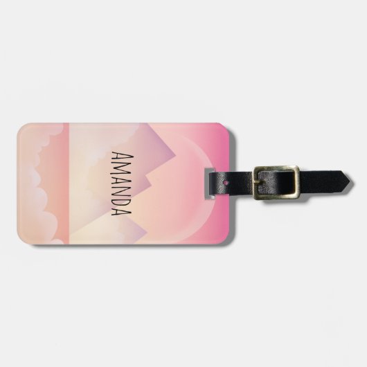 Dromerige Pastel Berglandschap Bagagelabel (Voorkant horizontaal)