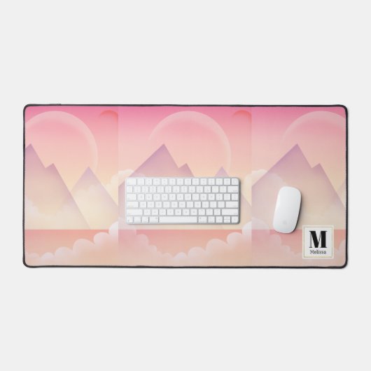 Dromerige Pastel Berglandschap Bureaumat (Keyboard & Muis)