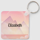Dromerige Pastel Berglandschap Sleutelhanger (Achterkant)