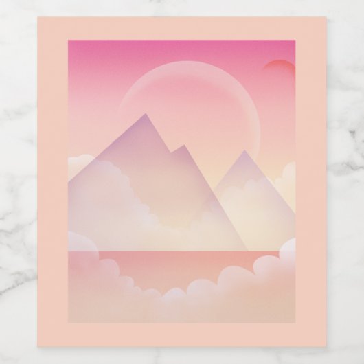 Dromerige Pastel Berglandschap Wijn Etiket (Enkel label)