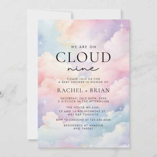 Dromerige Pastel Cloud Nine Baby shower Kaart (Voorkant)